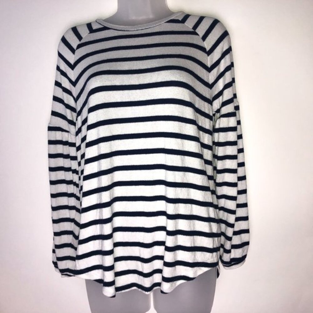 Old Navy White & Dark Blue Stripe Sweater Women's Medium